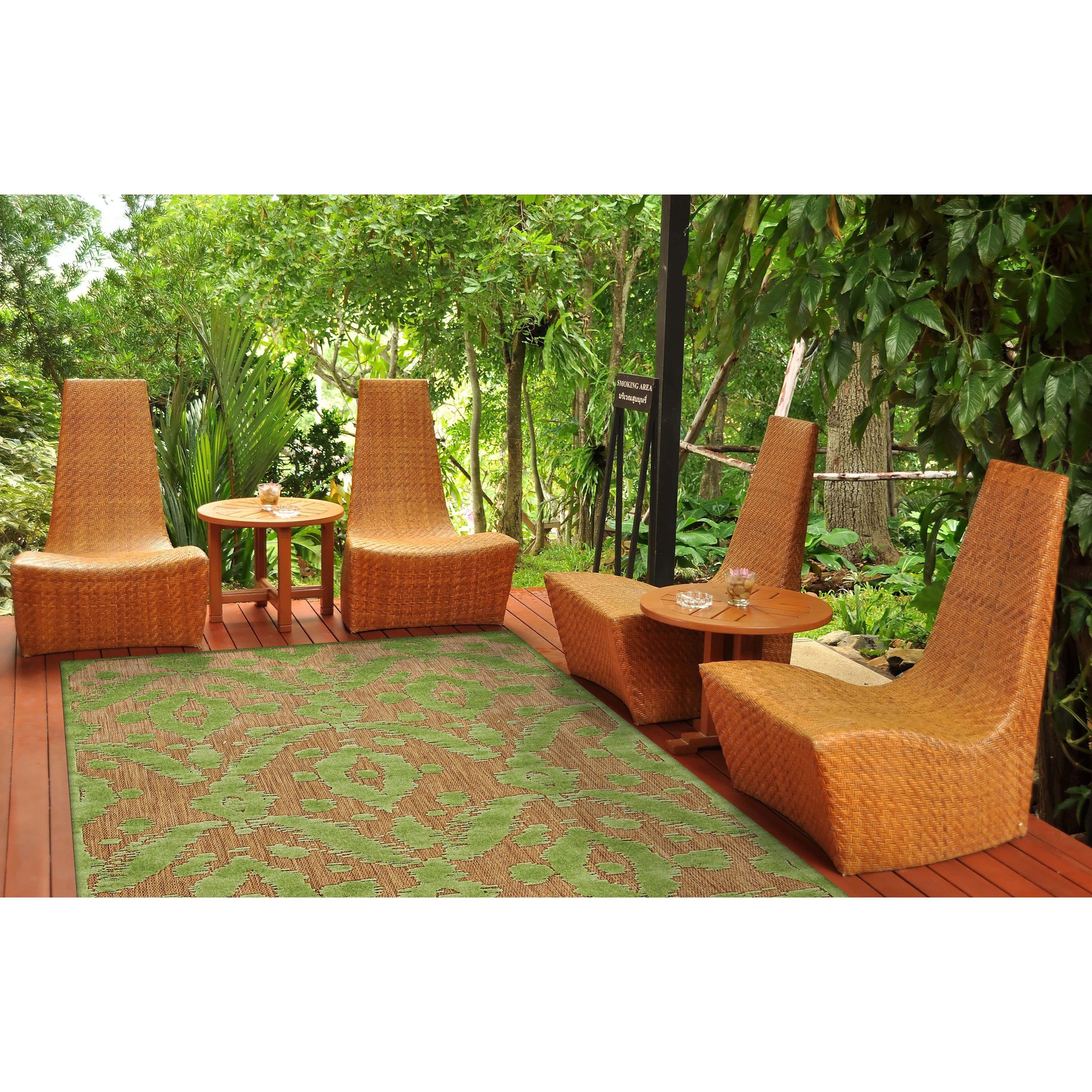 Tan/Light Green 5' X 7'-6" Area Rug